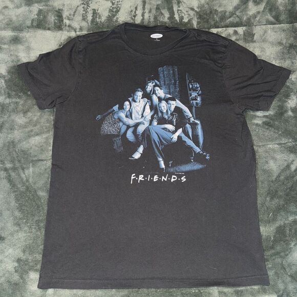 Old Navy T-Shirt Men's Medium Charcoal Friends Cast Graphic Print Short Sleeve - Picture 1 of 7